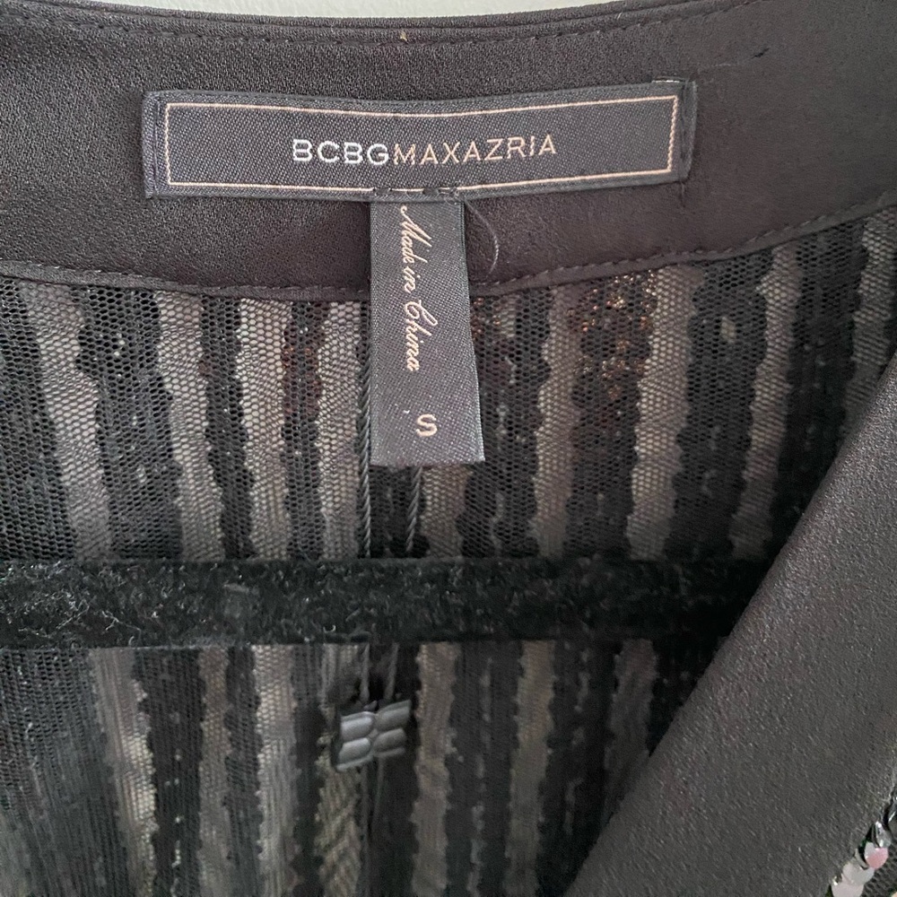 BCBGMaxAzria Black & Gold Sequin Wrap Dress Size Small New With Tag - Picture 5 of 12